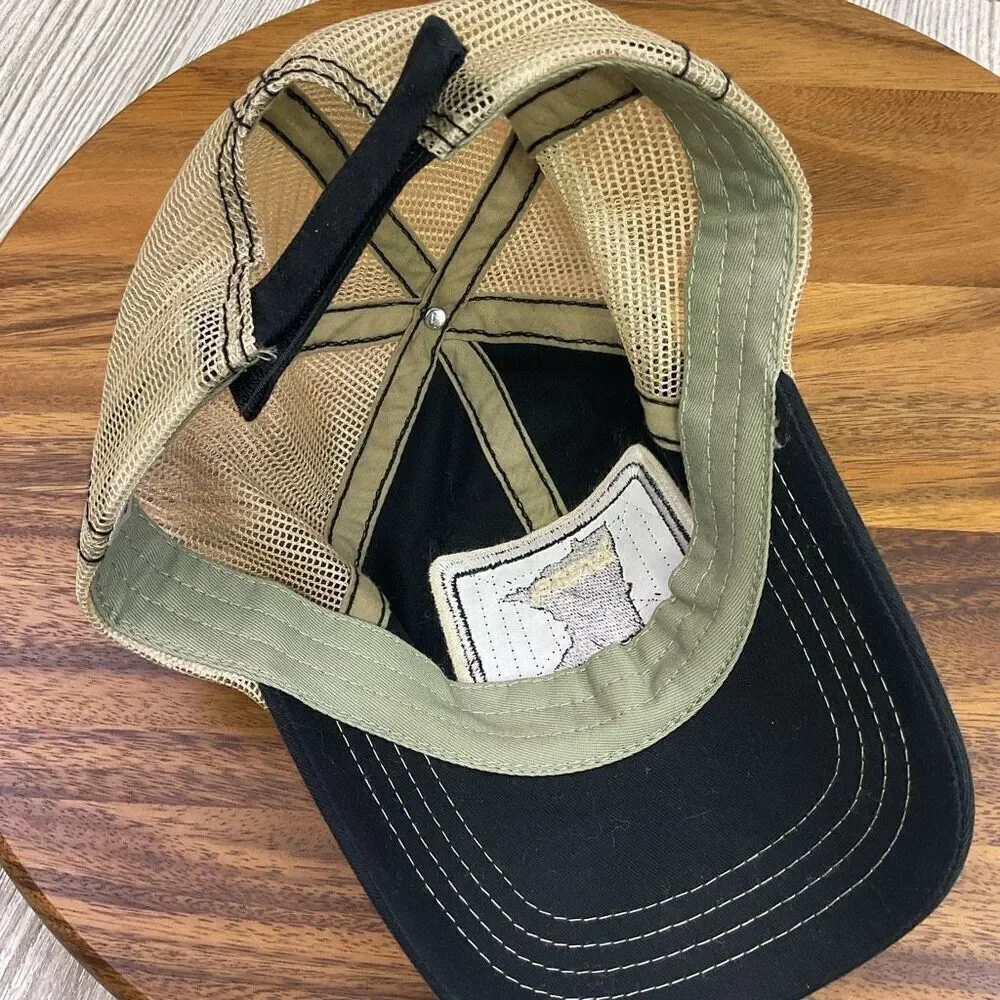 Vintage Minnesota Home State Apparel Beige Black Logo Baseball Cap Hat OSFA - Picture 8 of 9